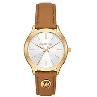 Michael Kors Runway Slim Brown Leather Strap Watch MK7465