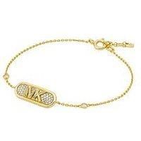 Michael Kors Women/'s Premium Kors MK Gold-Tone Sterling Silver Pavé Empire Link Line Bracelet, MKC1730CZ710