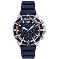 Emporio Armani Men'S World Explorer Solar-Powered Chronograph Silicone Watch Ar11696 - Blue