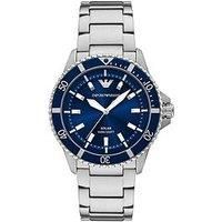Emporio Armani Men'S World Explorer Solar-Powered 3-Hand Stainless Steel Watch, Ar11697 - Silver