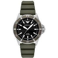 Emporio Armani Men'S World Explorer Solar-Powered 3-Hand Silicone Watch, Ar11699 - Green