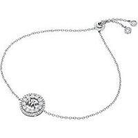 Michael Kors Rhodium-Plated Sterling Silver PavÉ Logo Slider Bracelet