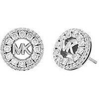 Michael Kors Rhodium-Plated Sterling Silver PavÉ Logo Stud Earrings