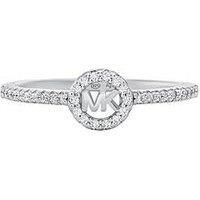 Michael Kors Rhodium-Plated Sterling Silver PavÉ Logo Ring