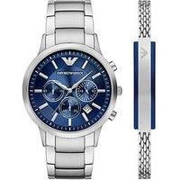 Emporio Armani Chronograph Stainless Steel Watch And Bracelet Set
