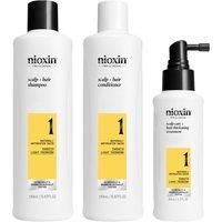 Nioxin Scalp + Hair Thickening System 1 Kit - Hair Thickening System for Natural Hair with Light Thinning - Shampoo, Conditioner & Scalp Treatment (150+150+50ml)