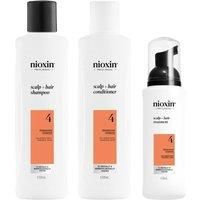 Nioxin Scalp + Hair Thickening System 4 Kit - Hair Treatment System for Coloured Or Dry Damaged Hair with Progressed Thinning - Shampoo, Conditioner & Scalp Treatment (150+150+40ml)