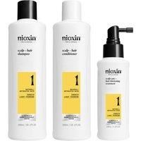 Nioxin Scalp + Hair Thickening System 1 Kit - Hair Thickening System for Natural Hair with Light Thinning - Shampoo, Conditioner & Scalp Treatment (300+300+100ml)