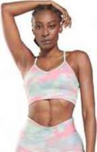 Reebok Women Wor AOP Tri Back Sports Bra - Pink/Green / XS - XS Regular