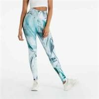 Reebok Womens S Lux HR 2.0 Liquid Abyss Leggings - Green / Small