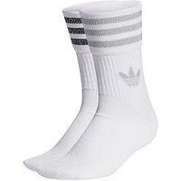 Adidas Originals 2 Pack Of Mid Cut Glitter Sock  White