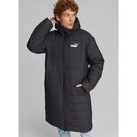 Men's Coat Puma ESS+ Hooded Padded Longline Jacket in Black