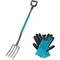 Gardena ClassicLine Fork: For efficient soil cultivation and aeration, ergonomic, durable, lightweight and rust-resistant garden tool (17052-20)