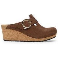 Birkenstock Papillo Ring-Buckle Suede Wedge - Dark Tea - Brown