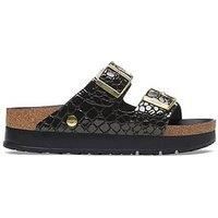 Birkenstock Arizona Flex Platform Shiny Croc Sandal - Black