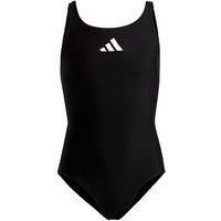 adidas Girl/'s Solid Small Logo Swimsuit, Black/White, 5-6 Years