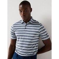 adidas Mens Two Color Striped Golf Polo Shirt Collegiate Navy S