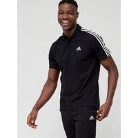 Adidas Sportswear Essentials PiquÉ Embroidered Small Logo 3-Stripes Polo Shirt - Black/White
