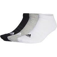 adidas Unisex Cushioned Sportswear 3 Pairs No Show Socks, Medium Grey Heather/White/Black, XS