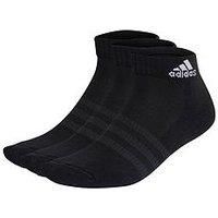 adidas Unisex Cushioned Sportswear 3 Pairs Ankle Socks, Black/White, XS