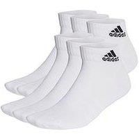 adidas Unisex Kids Cushioned Sportswear Ankle Socks 6 Pairs, White/Black, 2 - 3.5 UK