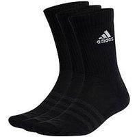 adidas Unisex Cushioned Sportswear 3 Pairs Crew Socks, Black/White, XS