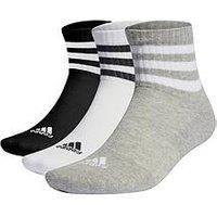 adidas Unisex 3 Stripes Ankle Socks, Medium Grey Heather/White/Black, XS