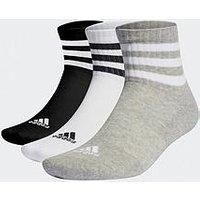 adidas Unisex 3 Stripes Ankle Socks, Medium Grey Heather/White/Black, S