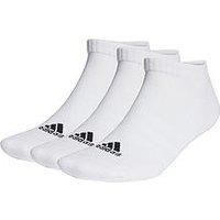 adidas Unisex Cushioned Sportswear 3 Pairs No Show Socks, White/Black, M