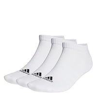 adidas Unisex Cushioned Sportswear 3 Pairs No Show Socks, White/Black, XL