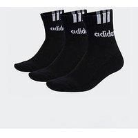 adidas 3 Stripes Linear 3 Pack Half Crew Cushioned Socks Black Gym Training