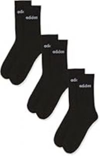 adidas Unisex Linear Crew Cushioned 3 Pairs Crew Socks, Black/White, M