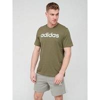 Adidas Essentials Mens T Shirts Crew Neck Single Jersey Linear Embroidered Logo