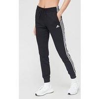 adidas Women/'s Essentials 3-Stripes Joggers, Black/White, XS