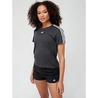Adidas Train Essentials 3 Stripe T-Shirt - Black/White