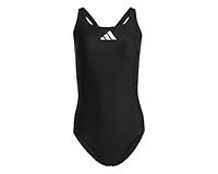 adidas Women/'s 3 Bar Logo Swimsuit, Black/White, 8