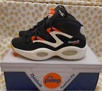 Reebok Question Pump Basketball Mid Trainers H06496 Black White Orange Size 9uk