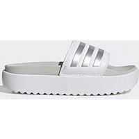 adidas Women/'s Adilette Platform Slides, Cloud White/Zero Metalic/Grey One, 7 UK
