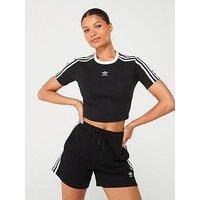 Adidas Originals Womens 3 Stripe Baby Tee - Black