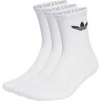 Adidas Originals Unisex 3 Pack Trefoil Crew Cushion Socks - White
