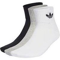 Adidas Originals Unisex 3 Pack Mid Ankle Socks - White/Grey/Black