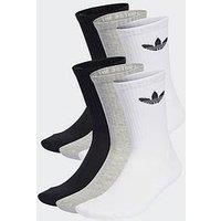 Adidas Originals Womens Trefoil Cushion Crew Socks 6 Pairs - Black