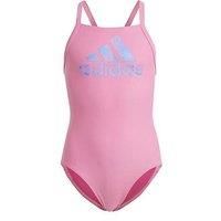 Adidas Younger Girls Big Logo Swimsuit - Pink