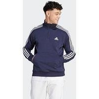 Adidas Sportswear Men'S Essentials Fleece 3-Stripes 1/4-Zip Sweatshirt - Blue