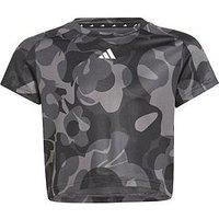 adidas Girls Essentials Aeroready Seasonal Print Crop Kids Short Sleeve T-Shirt, 5-6 Years