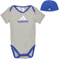 adidas Unisex Essentials Big Logo Bodysuit and Gift Set Youth/Baby Jogger, Medium Grey Heather/semi Lucid Blue, 3-6M