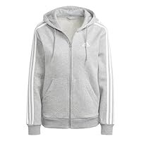 adidas Women Essentials 3-Stripes Full-Zip Fleece Hoodie, XS