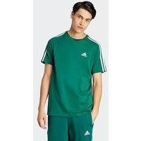 adidas Men/'s Essentials Single Jersey 3-stripes Tee Short Sleeve T-Shirt, Collegiate Green, XS