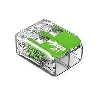 WAGO Green Range Terminal Block 2-Wire, to 4 mm², Splicing Connectors 2-Pole with Lever for All Conductor Types Pluggable, 221-422, 16 pcs