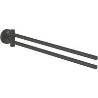 GROHE Start Towel Bar (Metal, Pivotable 2 Arms, Concealed Fastening, Including Screws and Dowels, Easy to Fit), Size 439 mm, Matt Black, 411832430